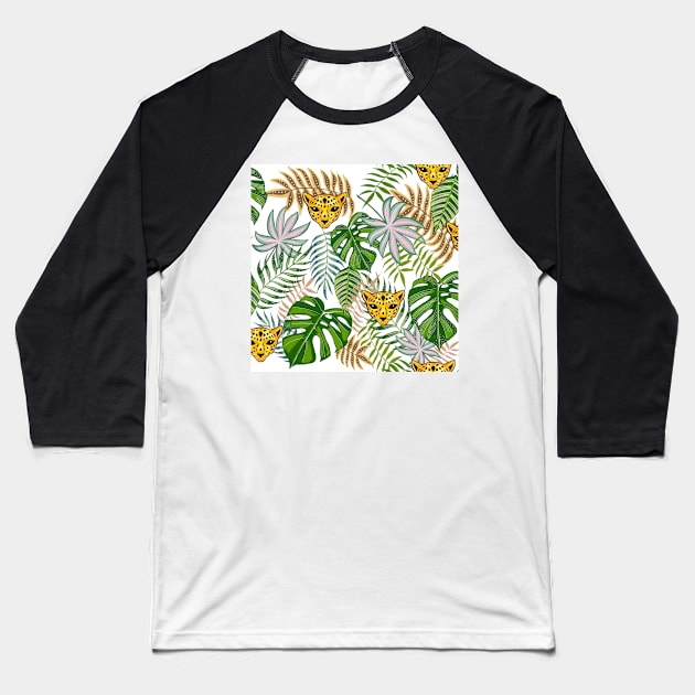 Tropical leopard print Baseball T-Shirt by Papergrape
